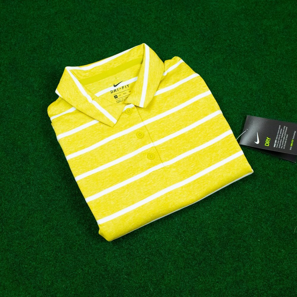 NWT Nike Yellow/White Stripes Sleeveless Polo